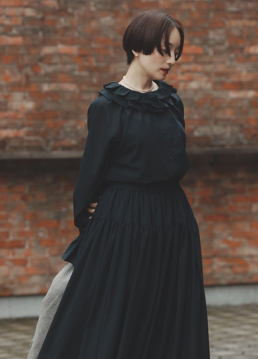 荷葉領兩穿襯衫